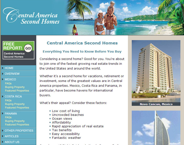 Central American Second Homes Hompage