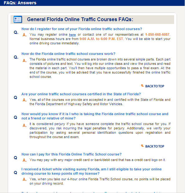 Traffic School Success FAQs