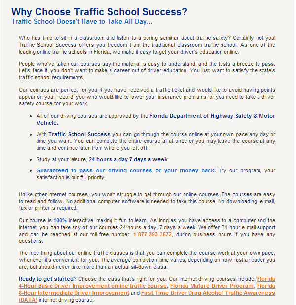 Why Choose Traffic School Success