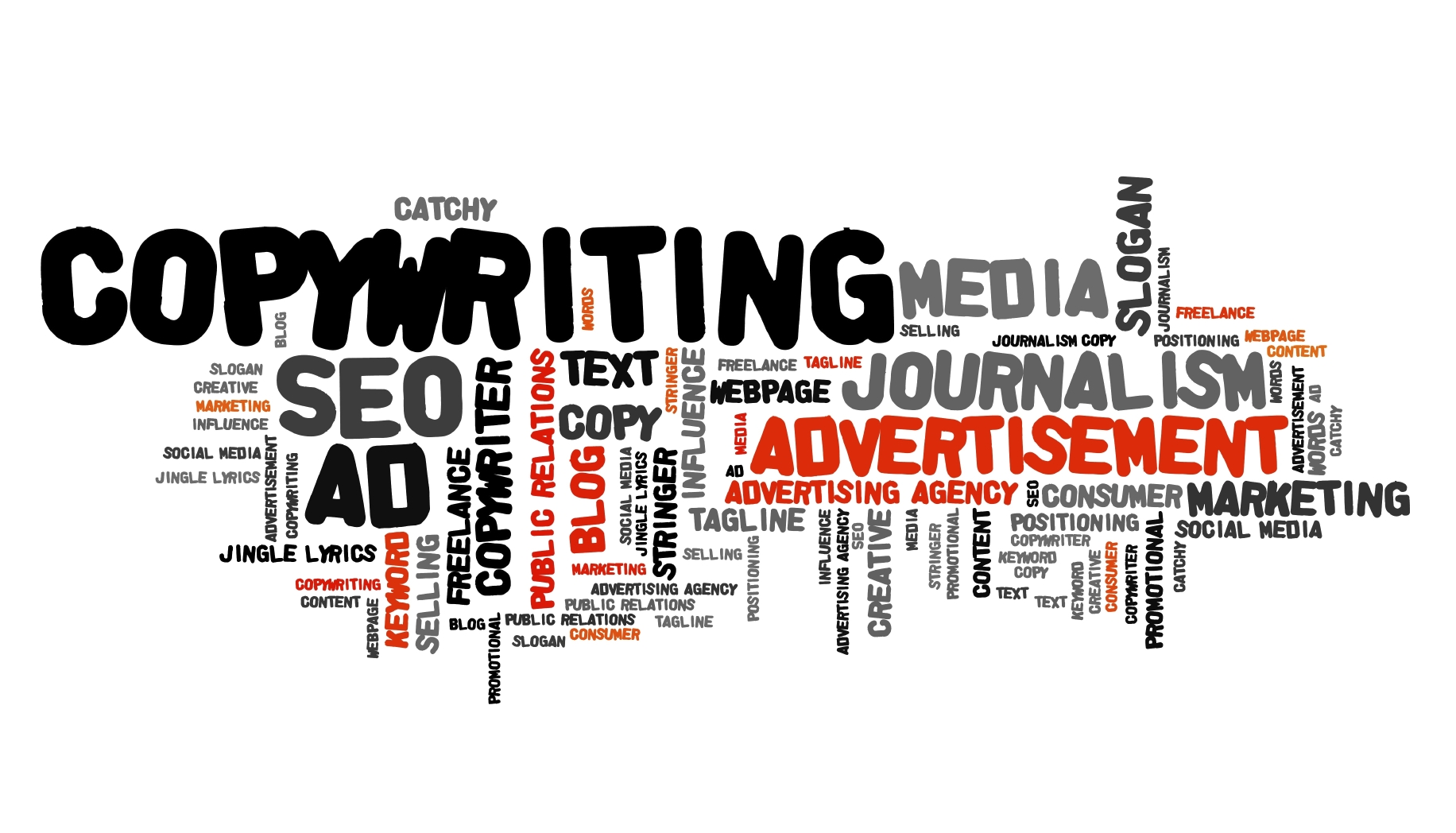 Copywriting - marketing industry issues and concepts tag cloud illustration. Word cloud collage concept.