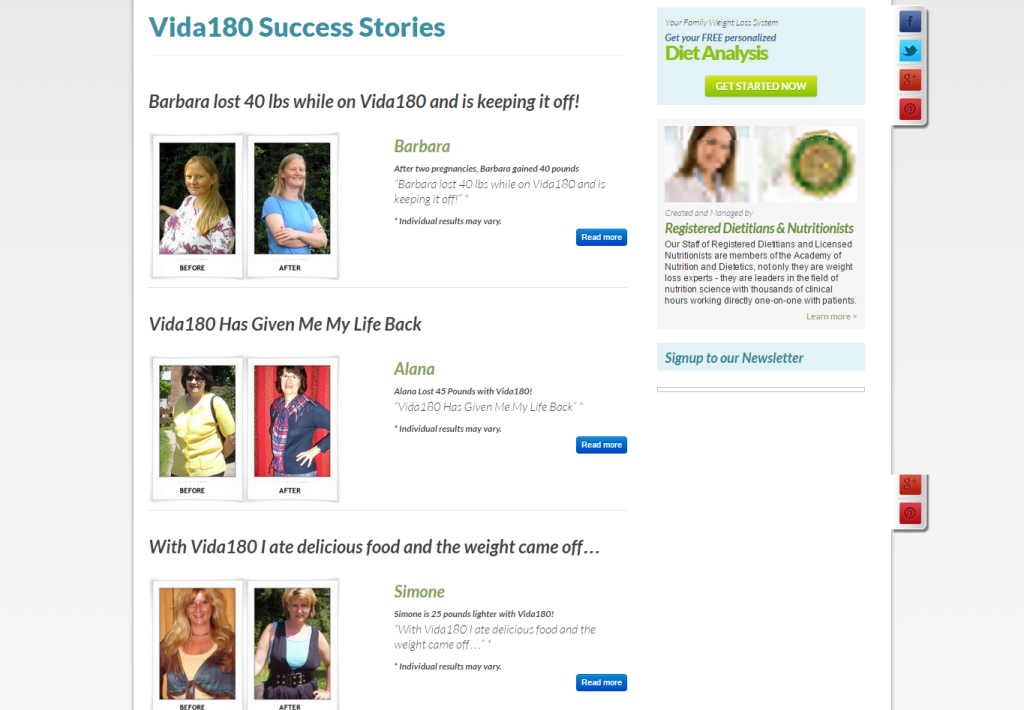 vida180 success stories page