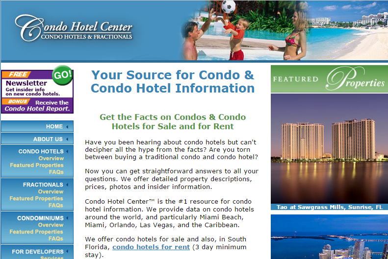 condo hotels center homepage