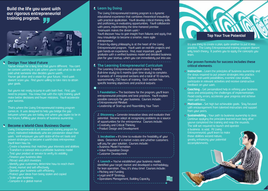 Tri-fold Brochure - Living Entrepreneurial Program